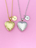 Silver or Gold Heart Locket Pendant Necklace, Love Necklace, Keepsake Photo Frame Charm, N4044A