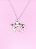 Silver Egyptian Eye Charm Necklace, Egyptian Eye of Horus Gift, God Eye Charm, Eye of Horus Gift, N750