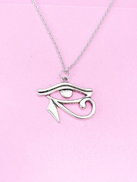 Silver Egyptian Eye Charm Necklace, Egyptian Eye of Horus Gift, God Eye Charm, Eye of Horus Gift, N750
