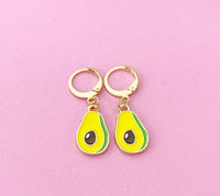 Gold Avocado Charm Earrings, Avocado Foodie Charm Earrings, N4202B