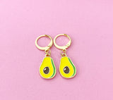 Gold Avocado Charm Earrings, Avocado Foodie Charm Earrings, N4202B