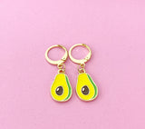 Gold Avocado Charm Earrings, Avocado Foodie Charm Earrings, N4202B