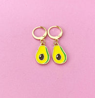 Gold Avocado Charm Earrings, Avocado Foodie Charm Earrings, N4202B