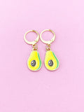 Gold Avocado Charm Earrings, Avocado Foodie Charm Earrings, N4202B