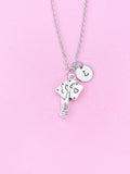 Poker Card Charm Necklace, Initial Stainless Steel Chain, Gambling Gift