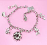 Silver Kitchen Mixer Bake Pan Measuring Cup Cookbook Cupcake Bundt Pan Cake Charm Bracelet, N4951