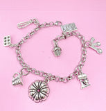 Silver Kitchen Mixer Bake Pan Measuring Cup Cookbook Cupcake Bundt Pan Cake Charm Bracelet, N4951