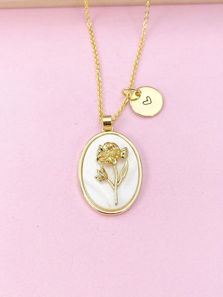 Gold Marigold Charm Necklace, October Birthday Flower Necklace, Birthday Gifts, Personalized Gifts, N4883J