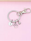 Paw Print Keychain, Initial Charm, Pet Memorial, Veterinarian Gift