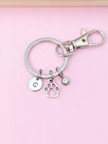 Paw Print Keychain, Initial Charm, Pet Memorial, Veterinarian Gift