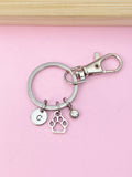 Silver Paw Charm Keychain, Dog Paw Charm, Footprint Charm, Cat Paw Charm, Bear Paw Charm, Veterinarian Gift, Veterinary Gift, N696