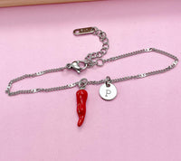 Silver Red Hot Chili Pepper Charm Bracelet, N1697S