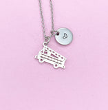 Silver Fire Truck Charm Necklace, Stainless Steel Jewelry, N4817A