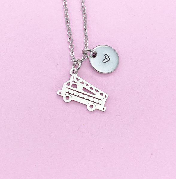 Silver Fire Truck Charm Necklace, Stainless Steel Jewelry, N4817A
