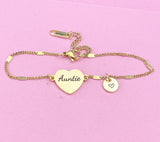 Gold Auntie Bracelet, Aunt Jewelry, Aunt Gift, D473