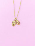 Gold Theater Mask Charm Necklace, Drama Necklace, Drama Comedy Charm, Drama Club Gift, N4893A