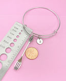 Silver Fork King Crown Charm Bracelet, Personalized Gift, N1291
