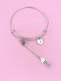 Silver Fork King Crown Charm Bracelet, Personalized Gift, N1291