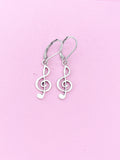 Silver Treble Music Note Earrings, School Band, Music Teacher Gift, Music Melody Gift, N3342A