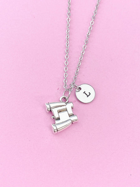 Silver Binocular Charm Necklace, Adventure Gifts, N293B