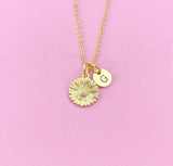Gold Daisy Flower Charm Necklace, N5437