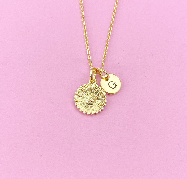 Gold Daisy Flower Charm Necklace, N5437