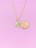 Gold Sunflower Charm Necklace, Dainty Brass Chain