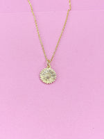 Sunflower Necklace, Gold Sunflower Charm Necklace, Dainty Necklace,N5437A