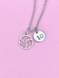 Gold or Silver Volleyball Number Charm Necklace, N5732A