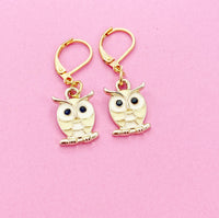 Gold Owl Charm Earrings, Owl Lover Gift, N3055