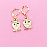 Gold Owl Charm Earrings, Owl Lover Gift, N3055