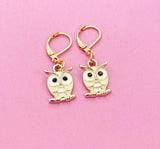 Gold Owl Charm Earrings, Owl Lover Gift, N3055