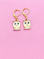 Gold Owl Charm Earrings, Owl Lover Gift, N3055