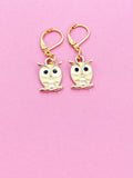 Gold Owl Charm Earrings, Owl Lover Gift, N3055