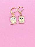 Gold Owl Charm Earrings, Owl Lover Gift, N3055