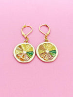 Gold Lemon Slice Charm Earrings, N3221