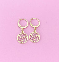 Gold or Silver Volleyball Charm Earrings, N5801