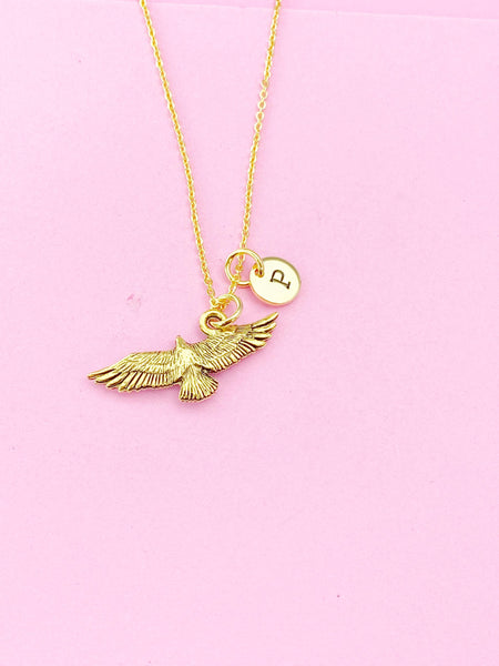 Flying Eagle Charm Necklace, Gold or Silver option, N4367