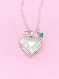 Silver Heart Locket Necklace Gift, N1782