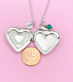 Silver Heart Locket Necklace Gift, N1782