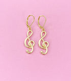 Gold Treble Clef Music Note Charm Earrings, N5802