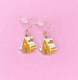 Gold Snow House Charm Earrings, N5769