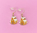 Gold Snow House Charm Earrings, N5769