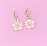 Gold Cherry Blossom Sakura Flower Charm Earrings, N2965A