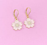 Gold Cherry Blossom Sakura Flower Charm Earrings, N2965A