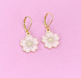 Gold Cherry Blossom Sakura Flower Charm Earrings, N2965A