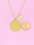 Gold Basketball Charm Necklace, Large Charm, Basketball Player Team Gifts, N5803