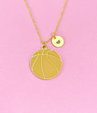 Gold Basketball Charm Necklace, Large Charm, Basketball Player Team Gifts, N5803