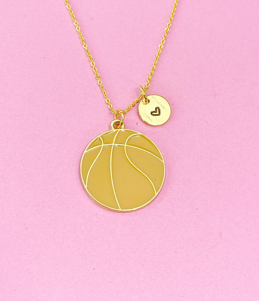 Gold Basketball Charm Necklace, Large Charm, Basketball Player Team Gifts, N5803