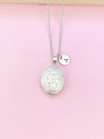 Silver Small Oval Locket Necklace, N3467